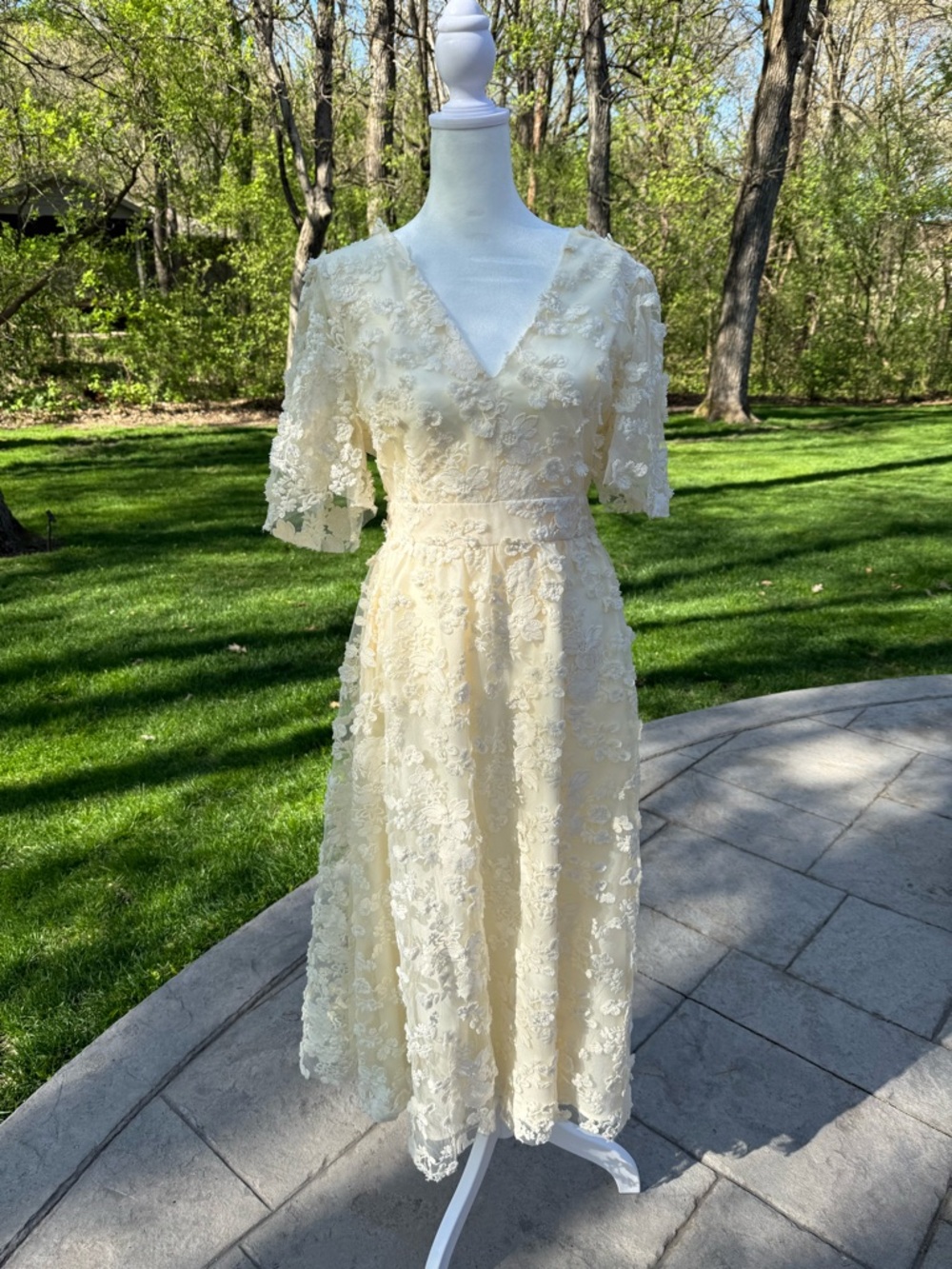 Baltic Born Sadie Ivory Floral Lace V-Neck Women's Dress